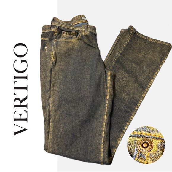 Vertigo Paris Goldy Shimmer Wide Leg Jeans - Size 29 - Picture 2 of 4